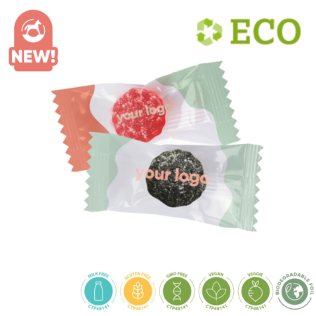 Logoga kummikomm jelly pack biolagunev pakend